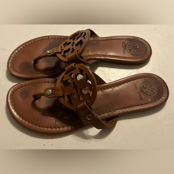 Tory Burch Brown Leather Cut-Out Sandals - Picture 4 of 7